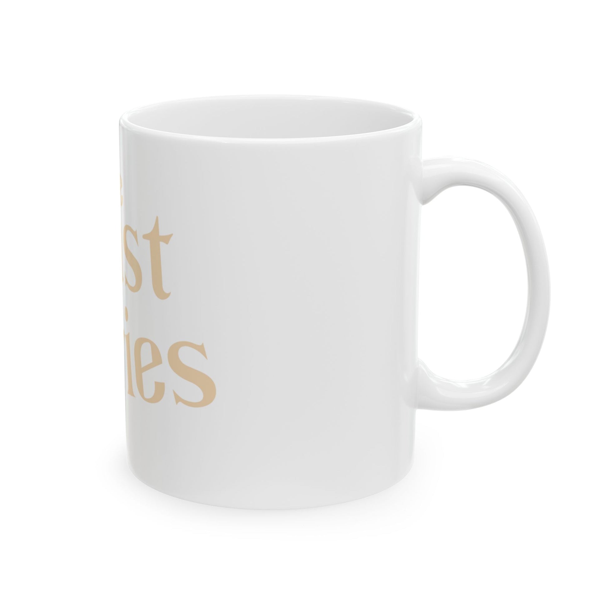 The Feast Stories Ceramic Mug — Pale Gold Lettering Coffee Cup (11oz, 15oz) - Akram