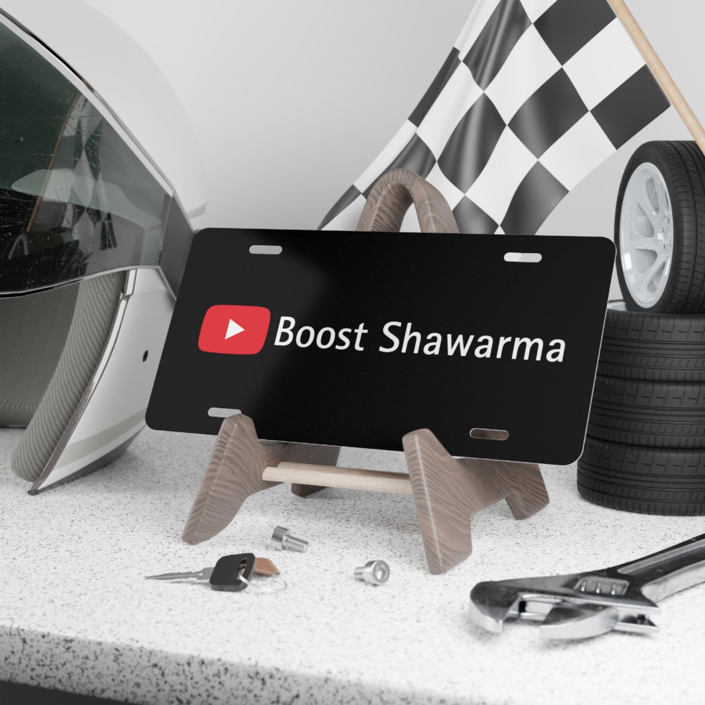 Vanity Plate - "Boost Shawarma" YouTube Style | Novelty License Plate Decor - Akram